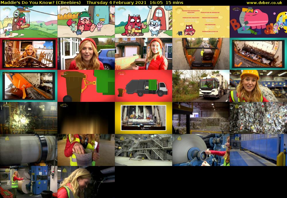 Maddie's Do You Know? (CBeebies) Thursday 4 February 2021 16:05 - 16:20