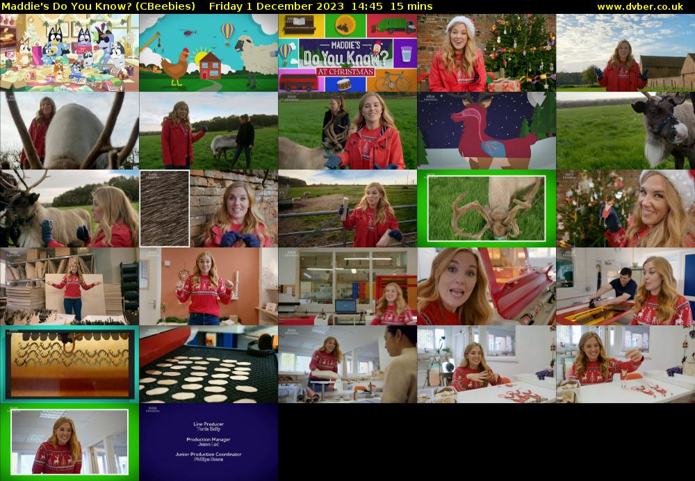 Maddie's Do You Know? (CBeebies) Friday 1 December 2023 14:45 - 15:00