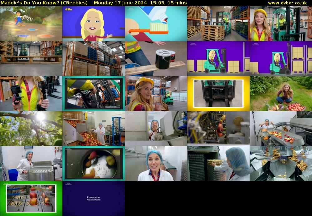 Maddie's Do You Know? (CBeebies) Monday 17 June 2024 15:05 - 15:20