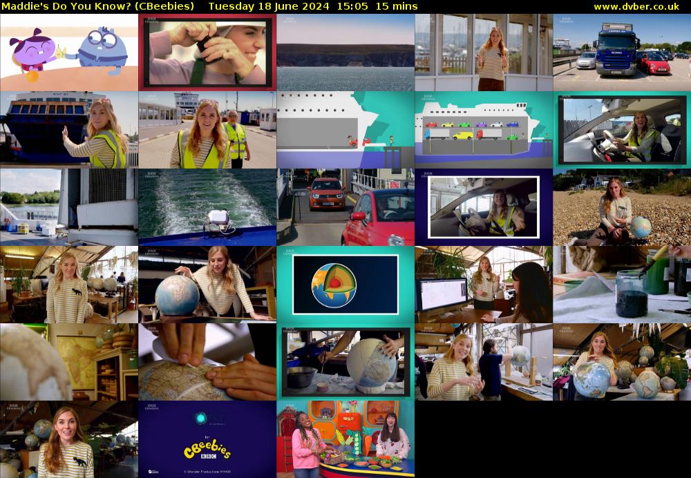 Maddie's Do You Know? (CBeebies) Tuesday 18 June 2024 15:05 - 15:20