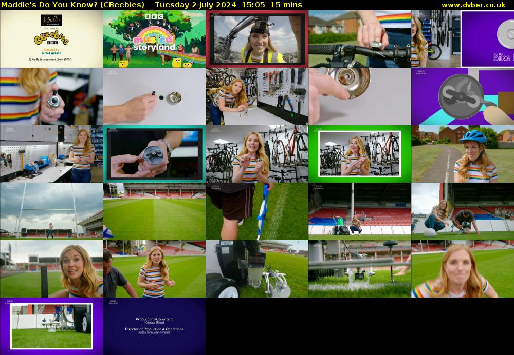 Maddie's Do You Know? (CBeebies) Tuesday 2 July 2024 15:05 - 15:20