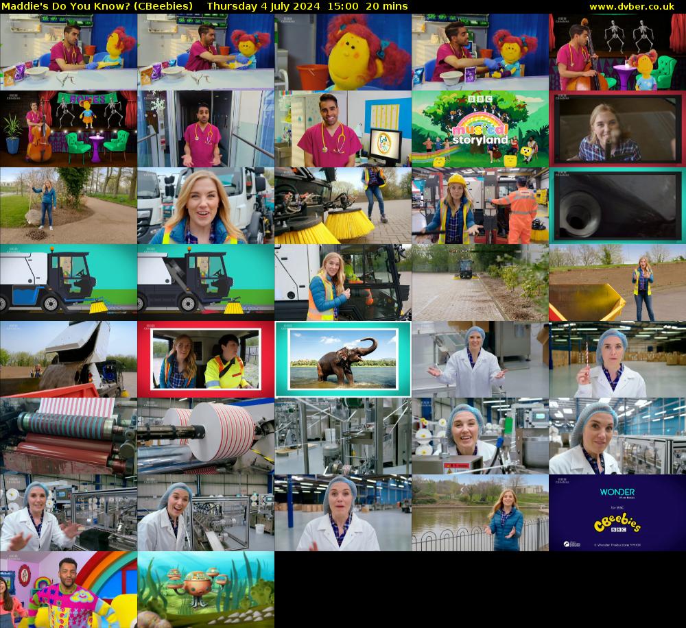 Maddie's Do You Know? (CBeebies) Thursday 4 July 2024 15:00 - 15:20