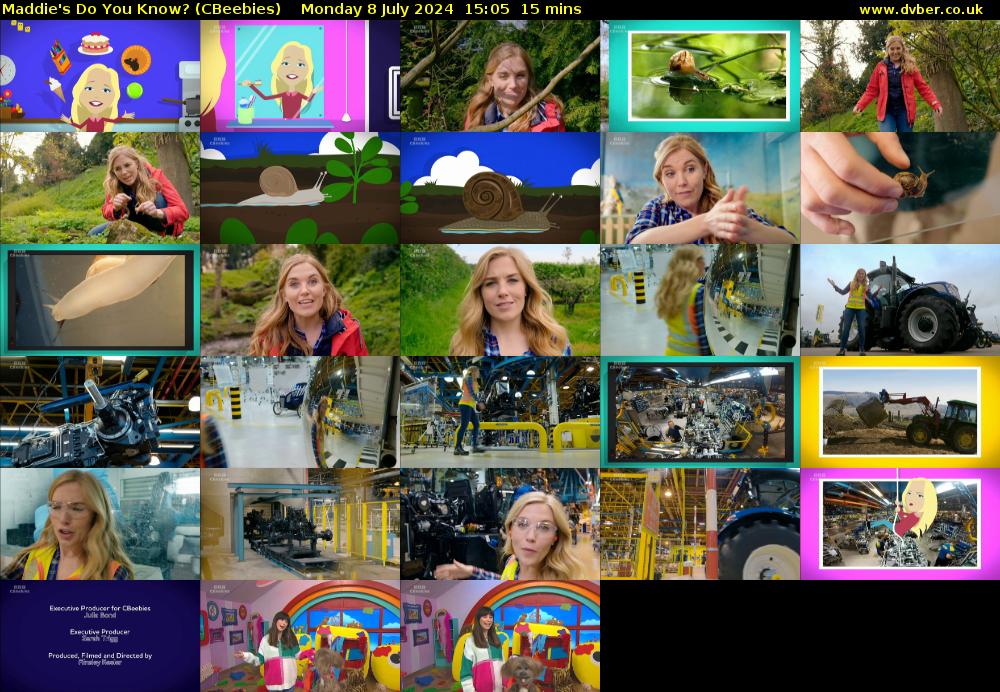 Maddie's Do You Know? (CBeebies) Monday 8 July 2024 15:05 - 15:20