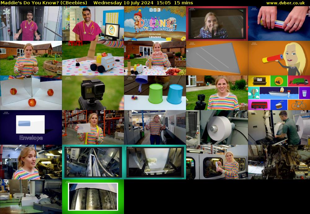 Maddie's Do You Know? (CBeebies) Wednesday 10 July 2024 15:05 - 15:20