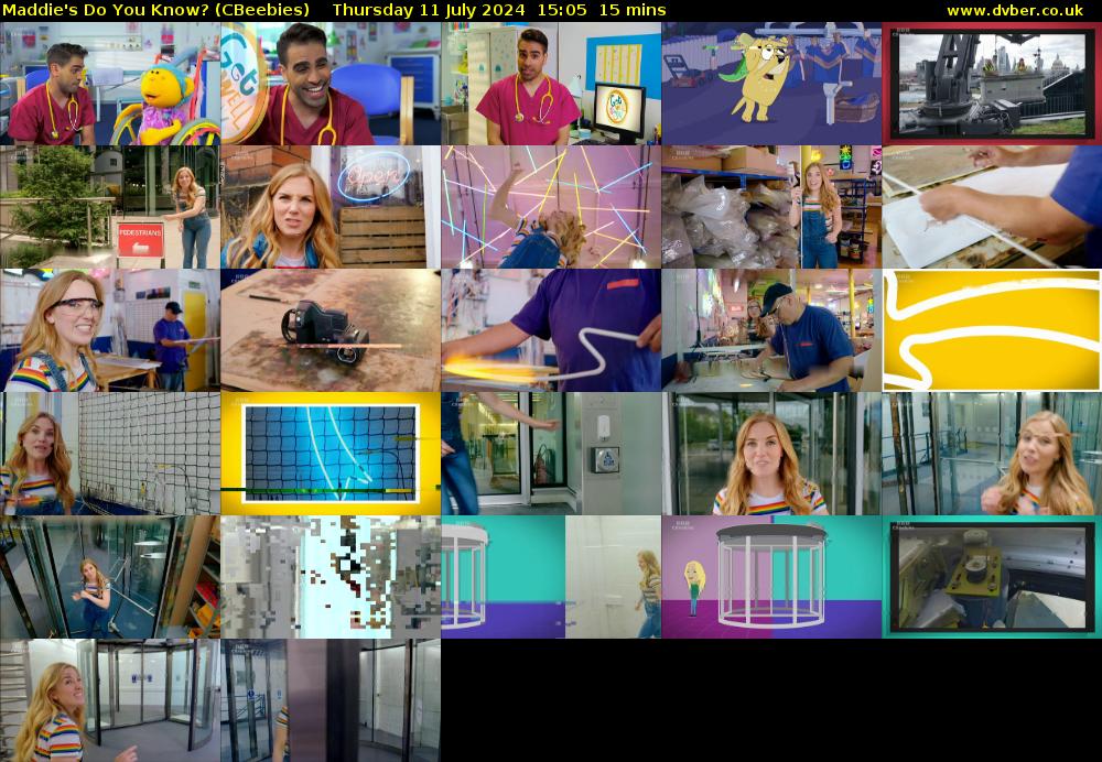 Maddie's Do You Know? (CBeebies) Thursday 11 July 2024 15:05 - 15:20
