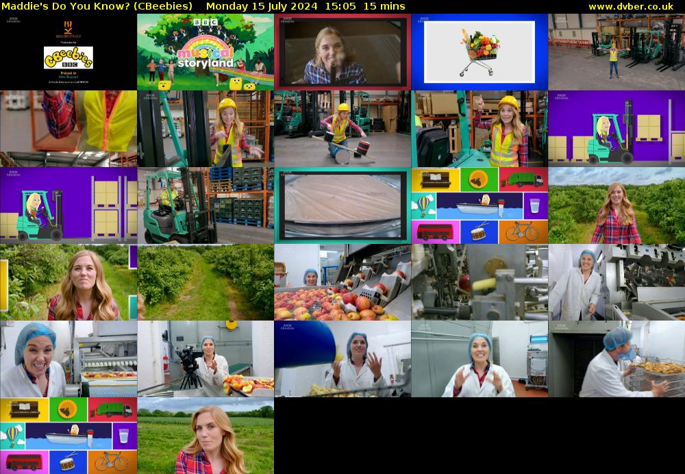 Maddie's Do You Know? (CBeebies) Monday 15 July 2024 15:05 - 15:20