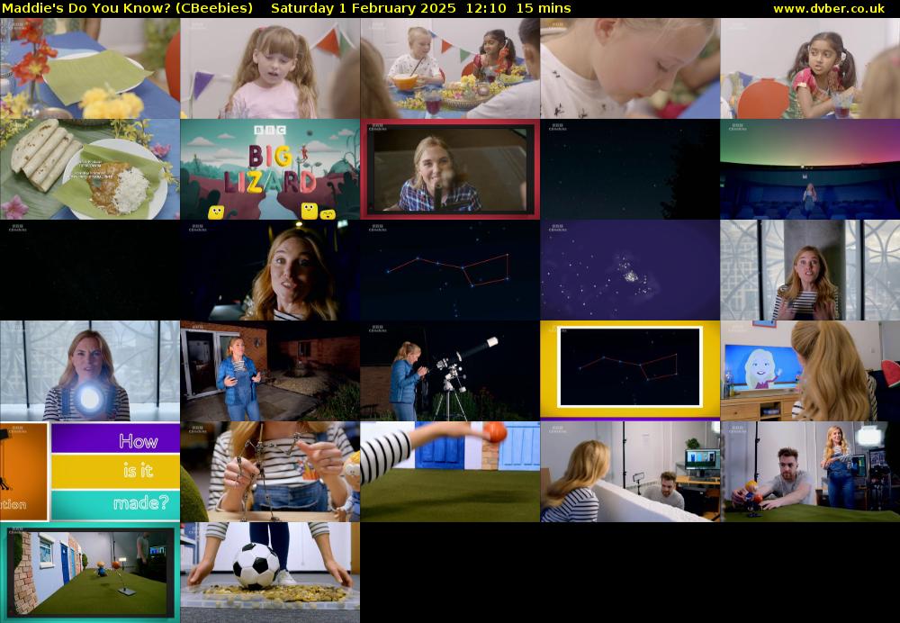 Maddie's Do You Know? (CBeebies) Saturday 1 February 2025 12:10 - 12:25