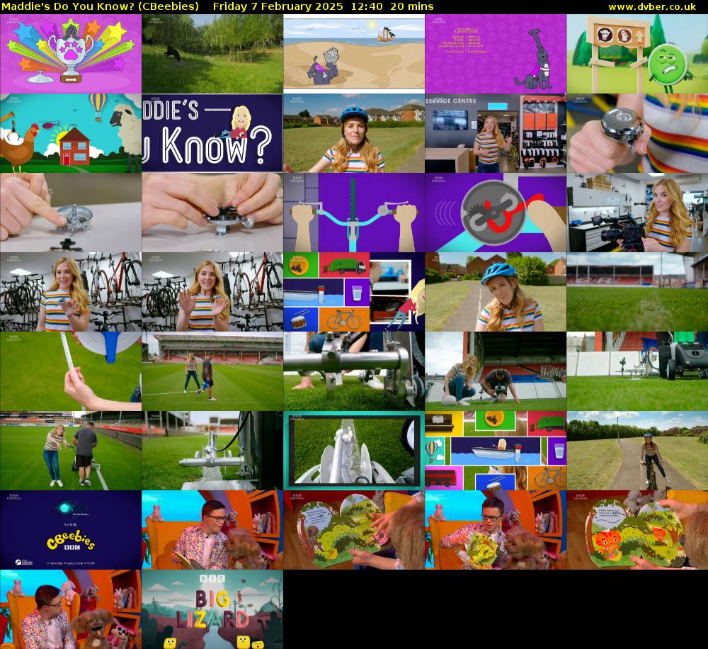 Maddie's Do You Know? (CBeebies) Friday 7 February 2025 12:40 - 13:00