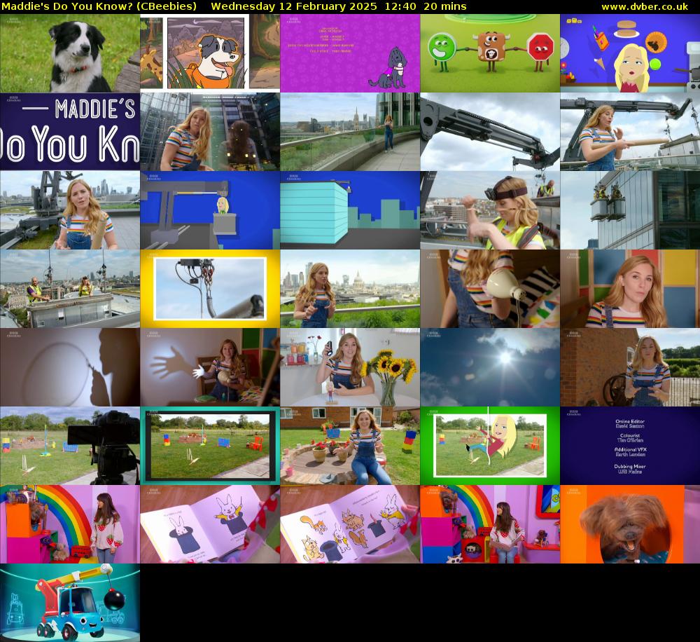 Maddie's Do You Know? (CBeebies) Wednesday 12 February 2025 12:40 - 13:00