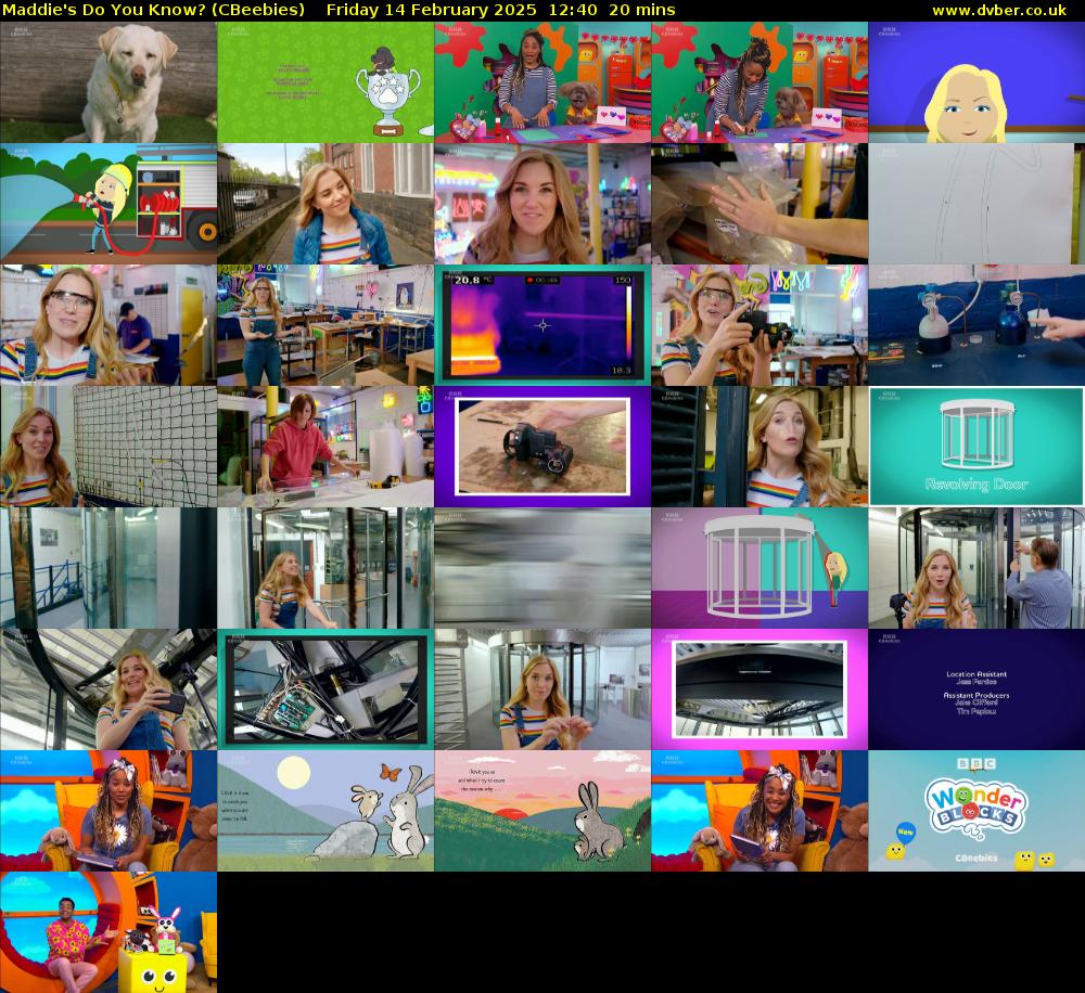 Maddie's Do You Know? (CBeebies) Friday 14 February 2025 12:40 - 13:00