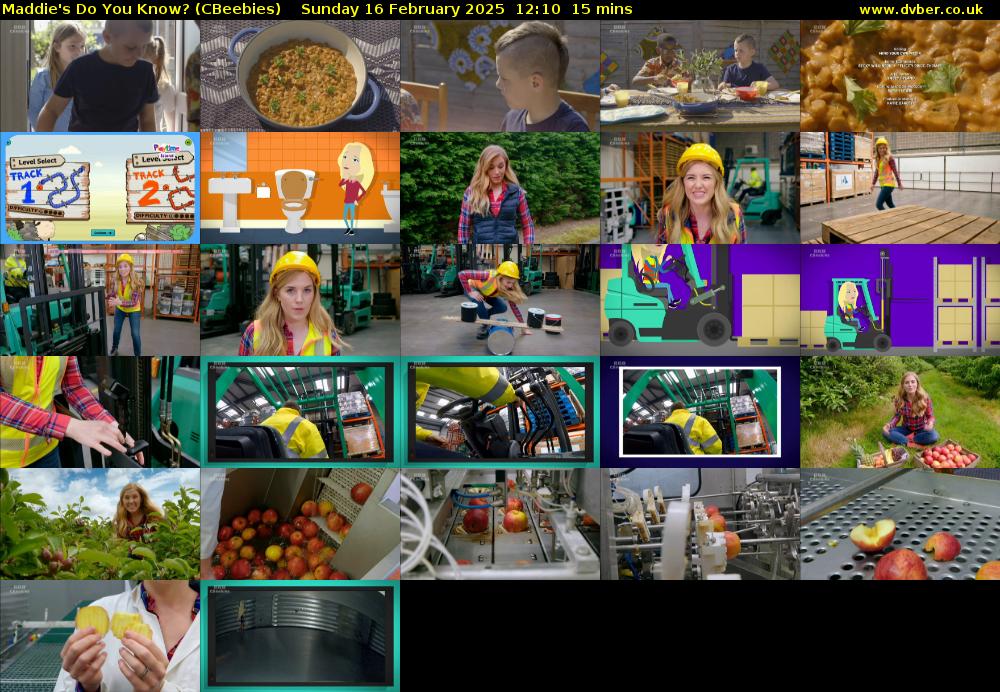 Maddie's Do You Know? (CBeebies) Sunday 16 February 2025 12:10 - 12:25
