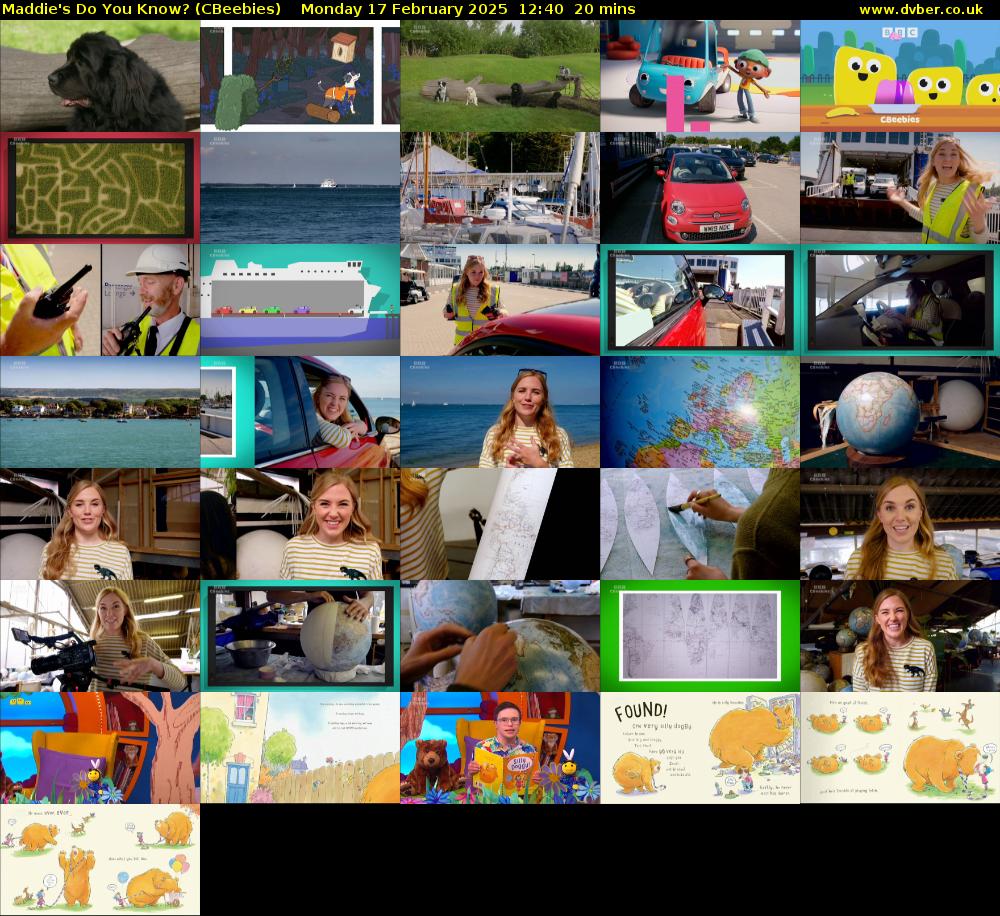 Maddie's Do You Know? (CBeebies) Monday 17 February 2025 12:40 - 13:00