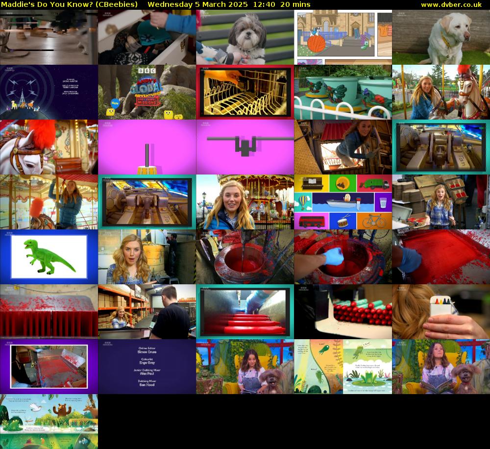 Maddie's Do You Know? (CBeebies) Wednesday 5 March 2025 12:40 - 13:00
