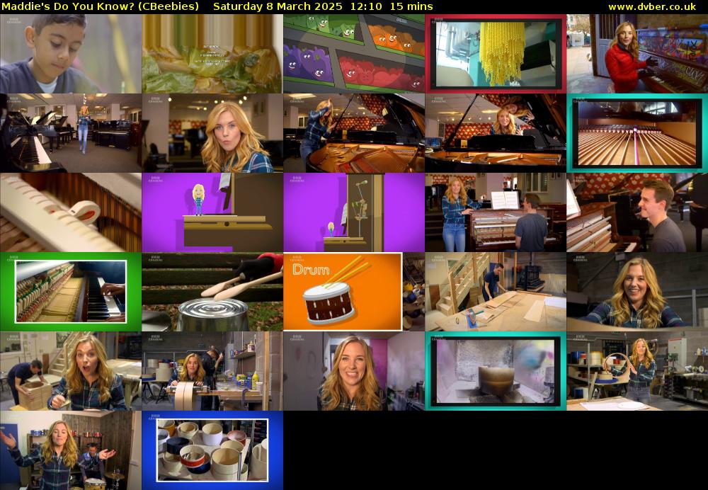 Maddie's Do You Know? (CBeebies) Saturday 8 March 2025 12:10 - 12:25
