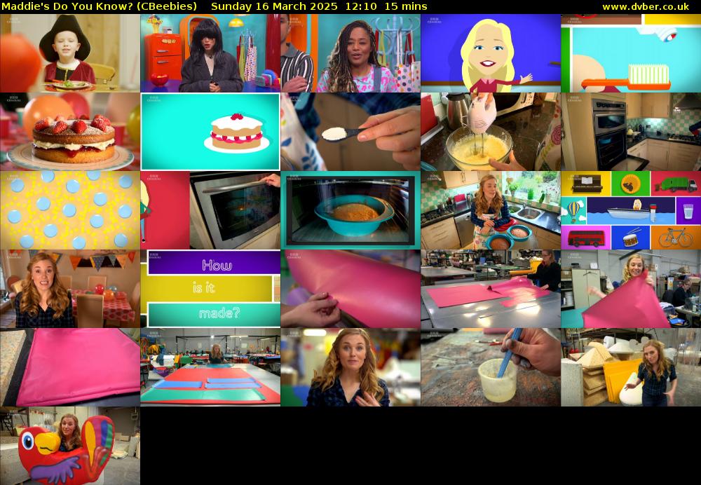 Maddie's Do You Know? (CBeebies) Sunday 16 March 2025 12:10 - 12:25