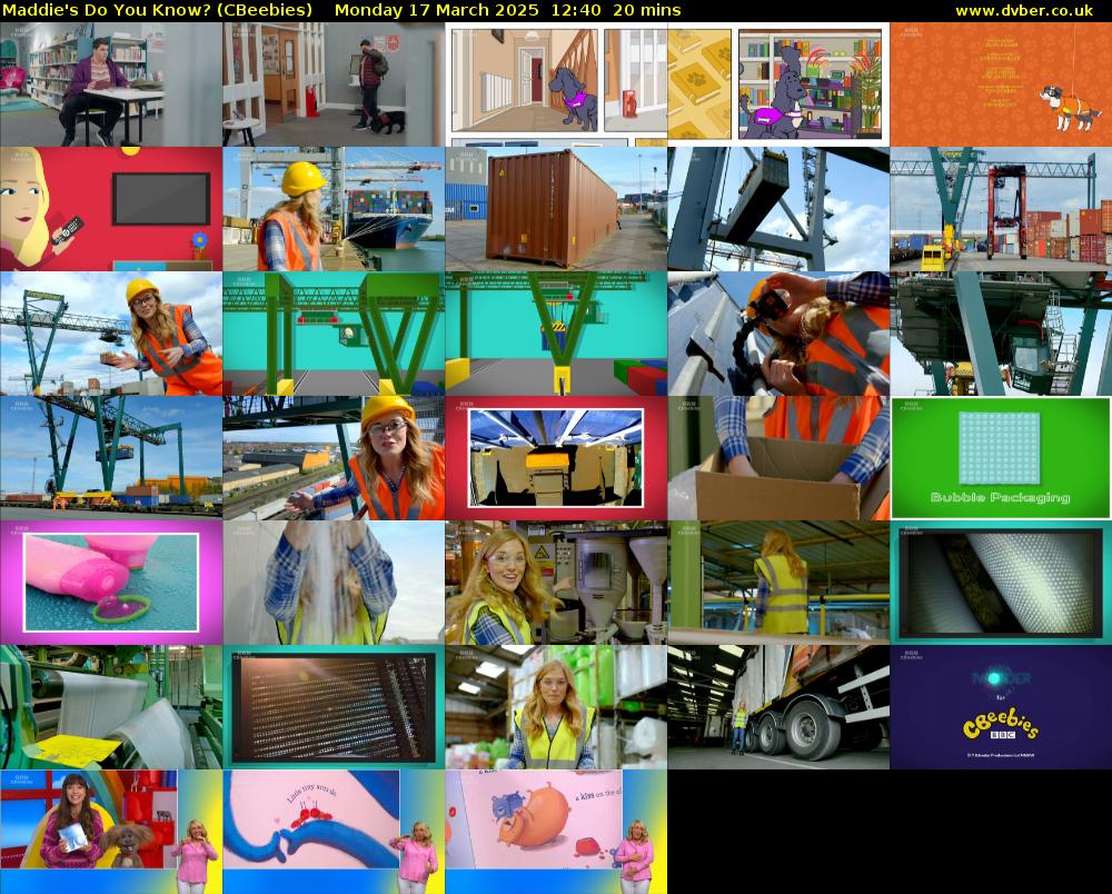 Maddie's Do You Know? (CBeebies) Monday 17 March 2025 12:40 - 13:00