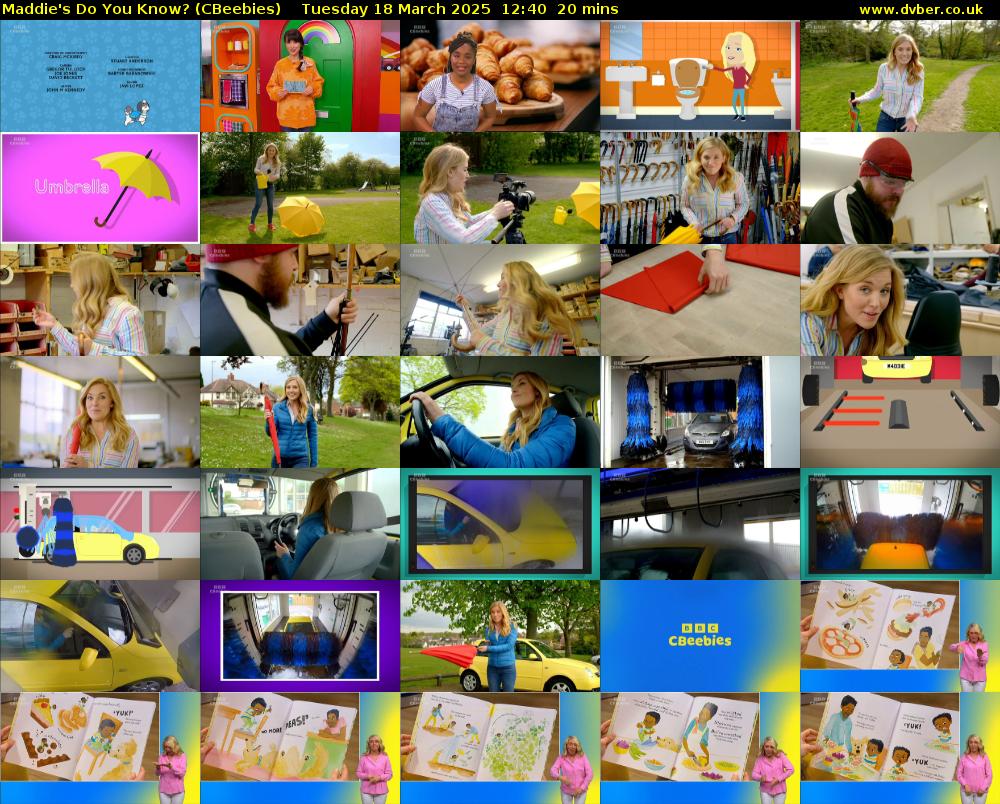 Maddie's Do You Know? (CBeebies) Tuesday 18 March 2025 12:40 - 13:00