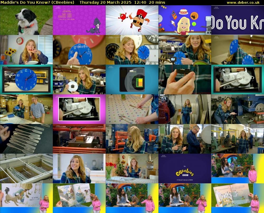 Maddie's Do You Know? (CBeebies) Thursday 20 March 2025 12:40 - 13:00