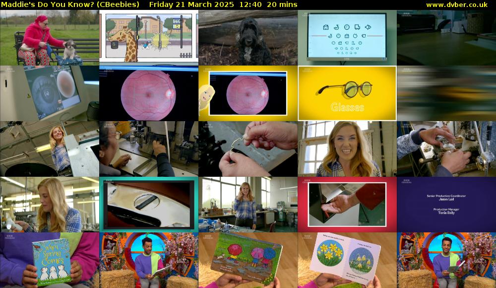 Maddie's Do You Know? (CBeebies) Friday 21 March 2025 12:40 - 13:00