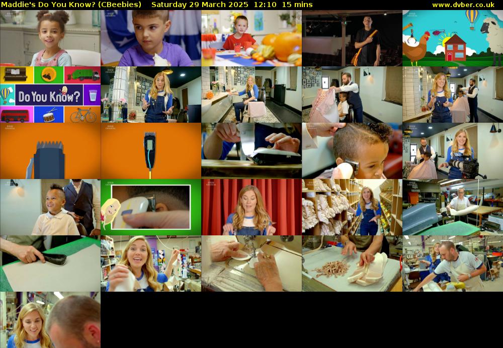 Maddie's Do You Know? (CBeebies) Saturday 29 March 2025 12:10 - 12:25