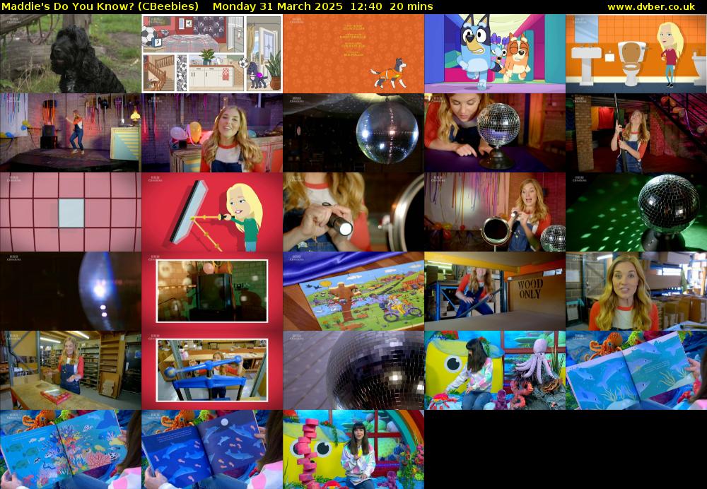 Maddie's Do You Know? (CBeebies) Monday 31 March 2025 12:40 - 13:00