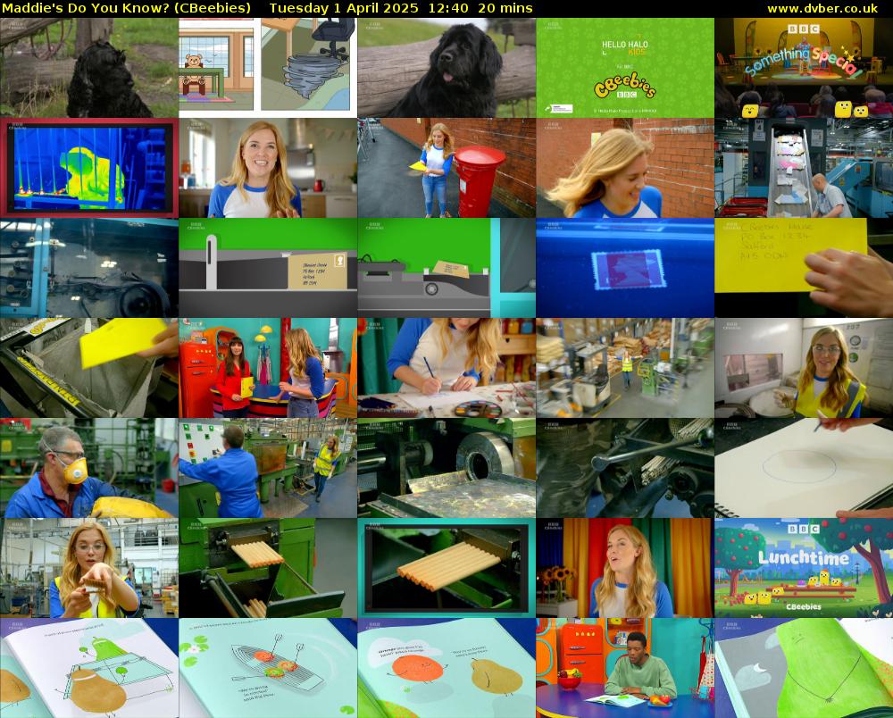 Maddie's Do You Know? (CBeebies) Tuesday 1 April 2025 12:40 - 13:00