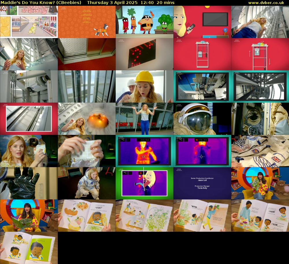 Maddie's Do You Know? (CBeebies) Thursday 3 April 2025 12:40 - 13:00