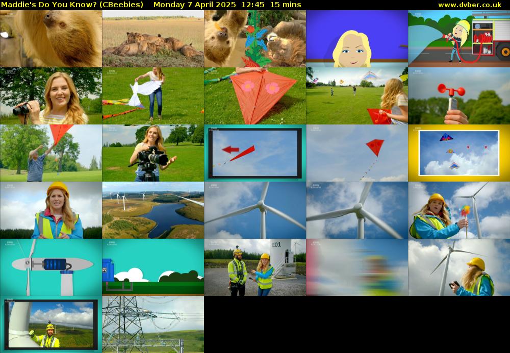 Maddie's Do You Know? (CBeebies) Monday 7 April 2025 12:45 - 13:00