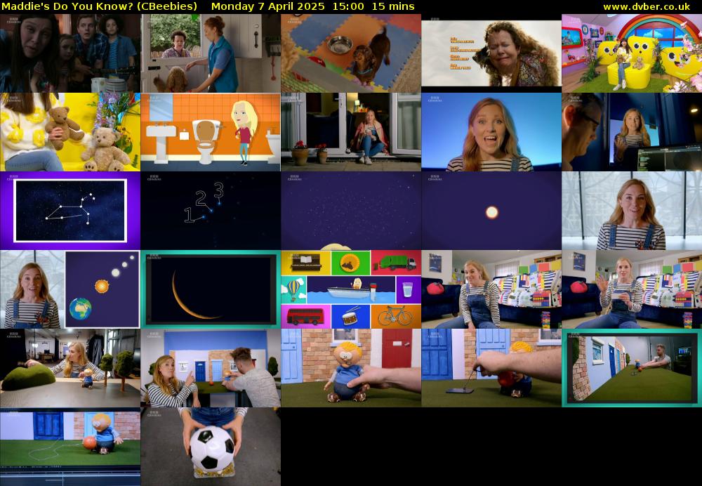 Maddie's Do You Know? (CBeebies) Monday 7 April 2025 15:00 - 15:15