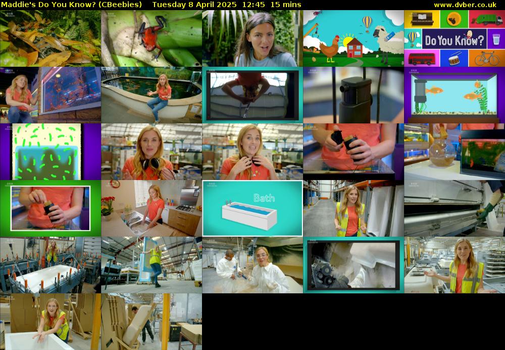 Maddie's Do You Know? (CBeebies) Tuesday 8 April 2025 12:45 - 13:00