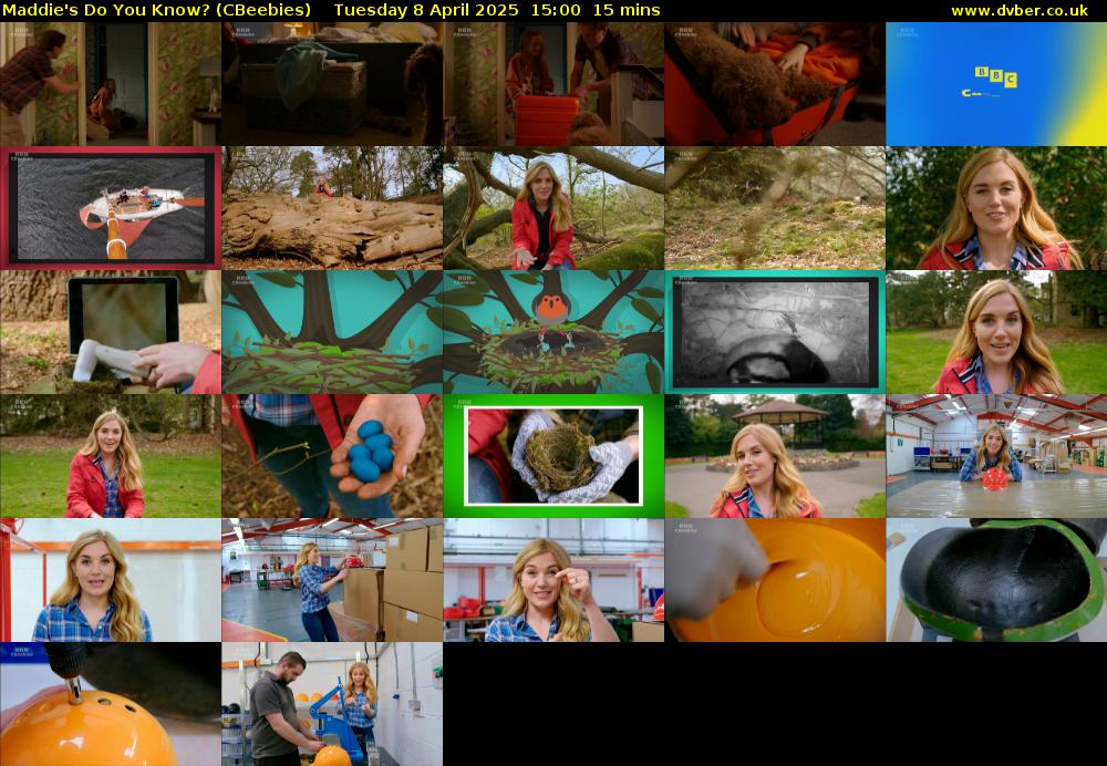 Maddie's Do You Know? (CBeebies) Tuesday 8 April 2025 15:00 - 15:15