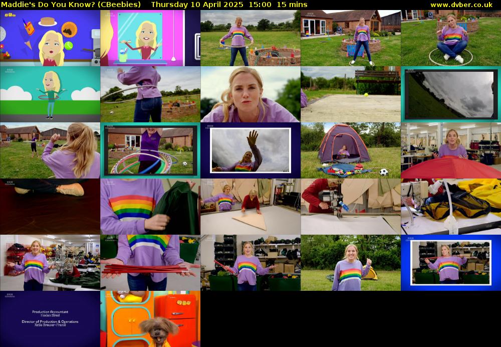 Maddie's Do You Know? (CBeebies) Thursday 10 April 2025 15:00 - 15:15
