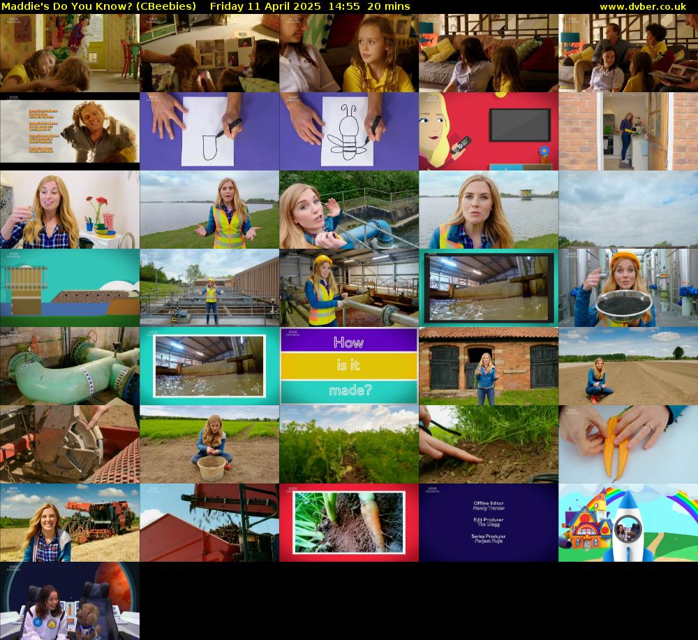 Maddie's Do You Know? (CBeebies) Friday 11 April 2025 14:55 - 15:15