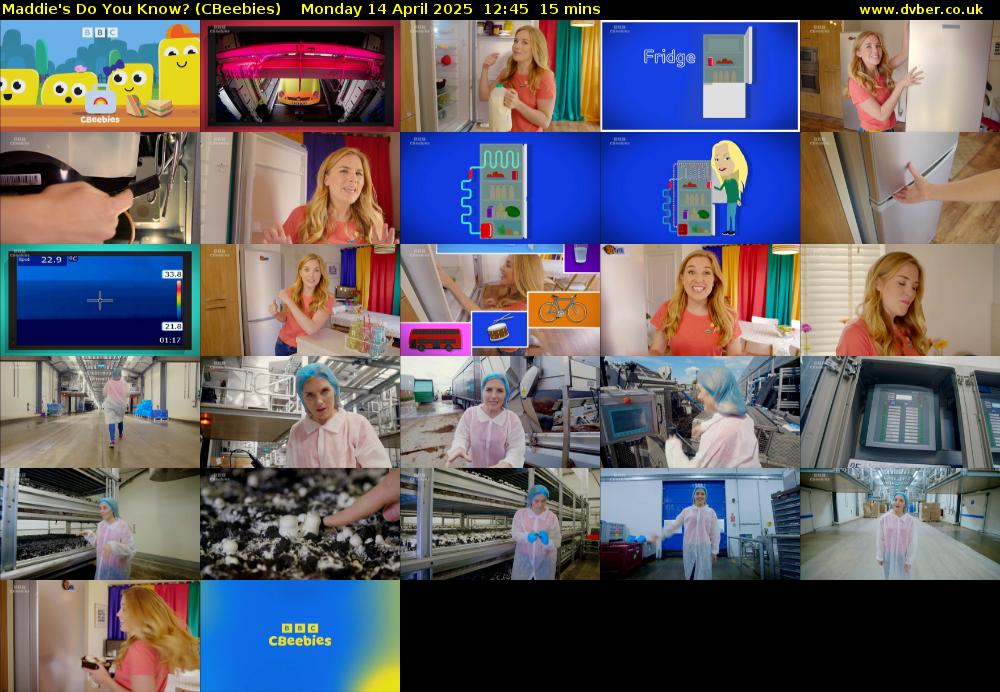 Maddie's Do You Know? (CBeebies) Monday 14 April 2025 12:45 - 13:00