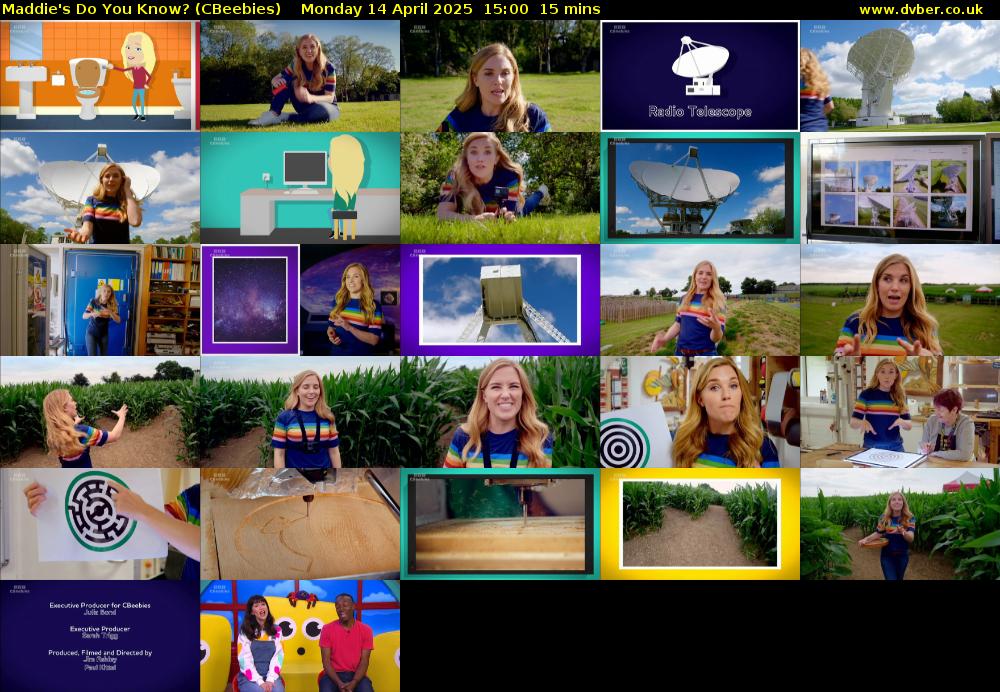 Maddie's Do You Know? (CBeebies) Monday 14 April 2025 15:00 - 15:15