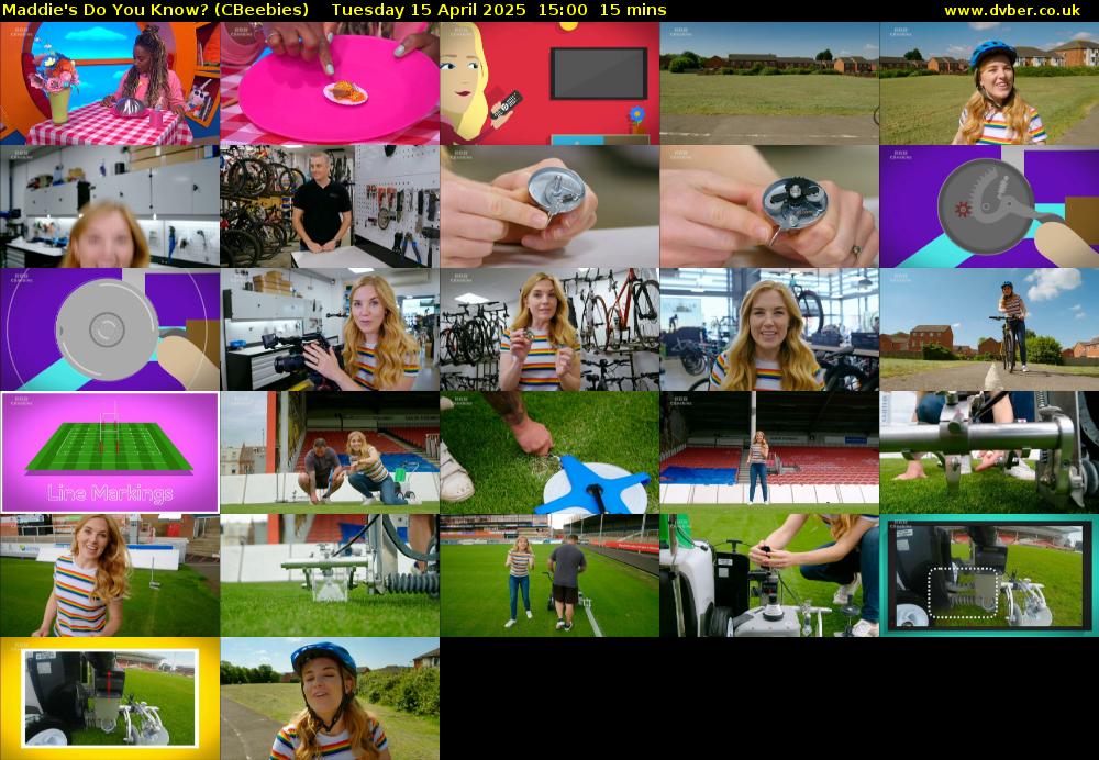 Maddie's Do You Know? (CBeebies) Tuesday 15 April 2025 15:00 - 15:15