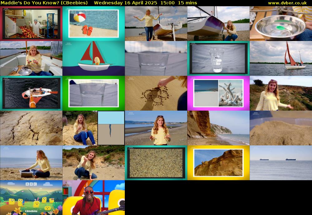 Maddie's Do You Know? (CBeebies) Wednesday 16 April 2025 15:00 - 15:15