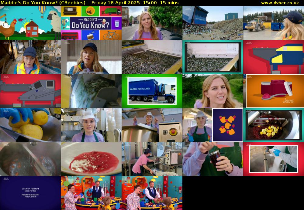 Maddie's Do You Know? (CBeebies) Friday 18 April 2025 15:00 - 15:15