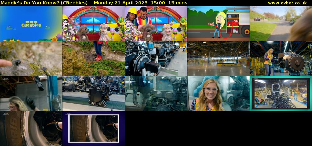 Maddie's Do You Know? (CBeebies) Monday 21 April 2025 15:00 - 15:15