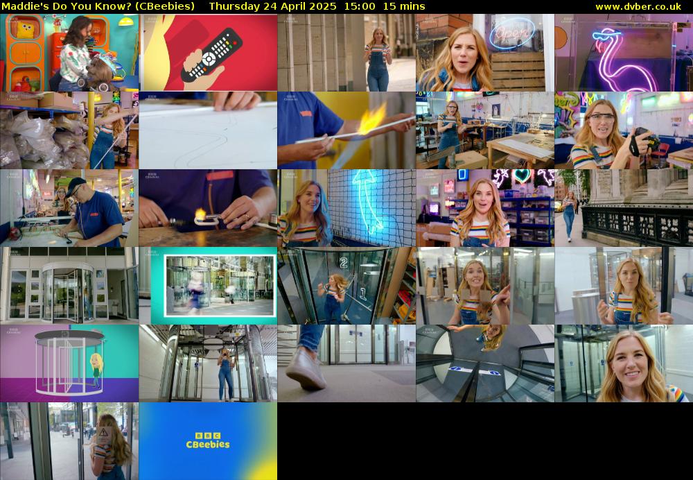 Maddie's Do You Know? (CBeebies) Thursday 24 April 2025 15:00 - 15:15