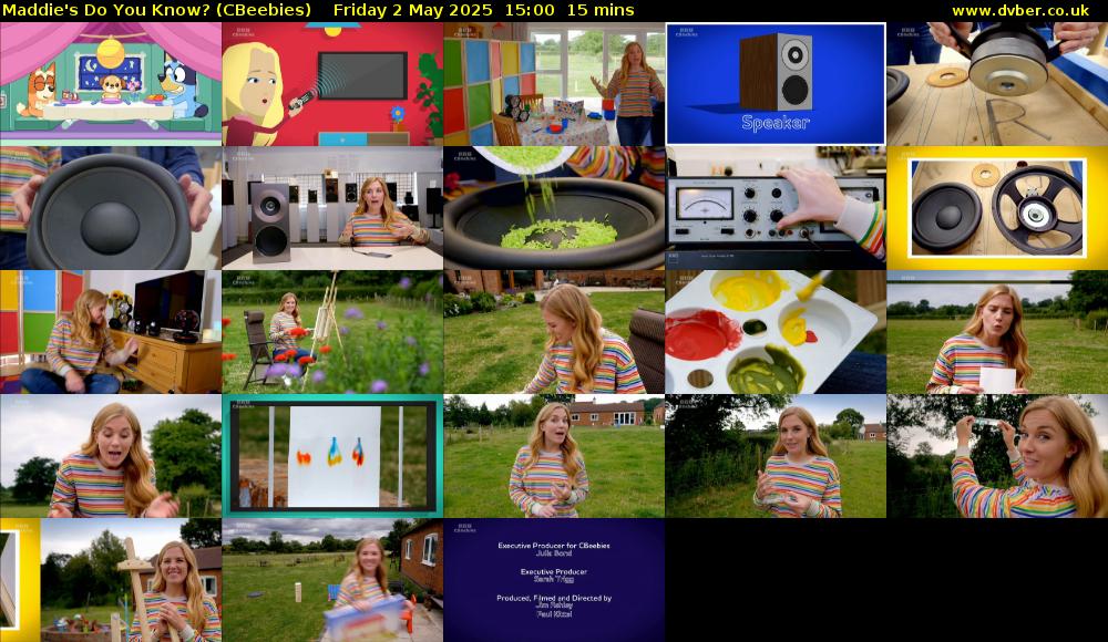 Maddie's Do You Know? (CBeebies) Friday 2 May 2025 15:00 - 15:15