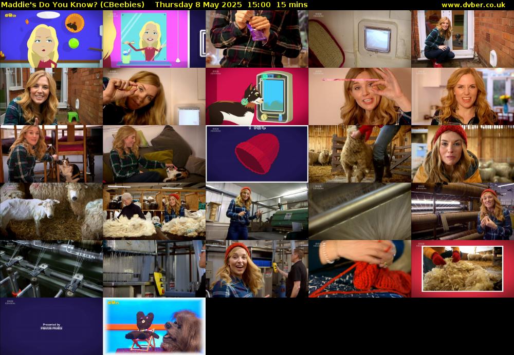Maddie's Do You Know? (CBeebies) Thursday 8 May 2025 15:00 - 15:15