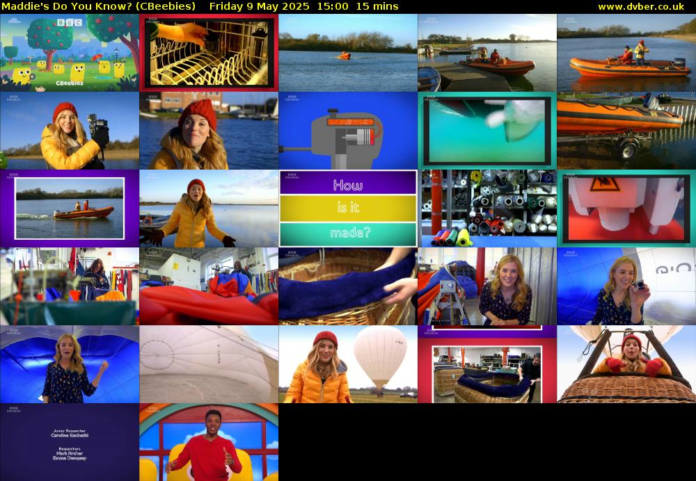 Maddie's Do You Know? (CBeebies) Friday 9 May 2025 15:00 - 15:15