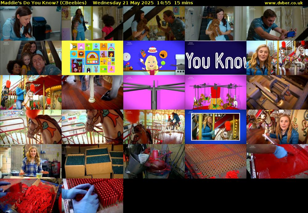 Maddie's Do You Know? (CBeebies) Wednesday 21 May 2025 14:55 - 15:10