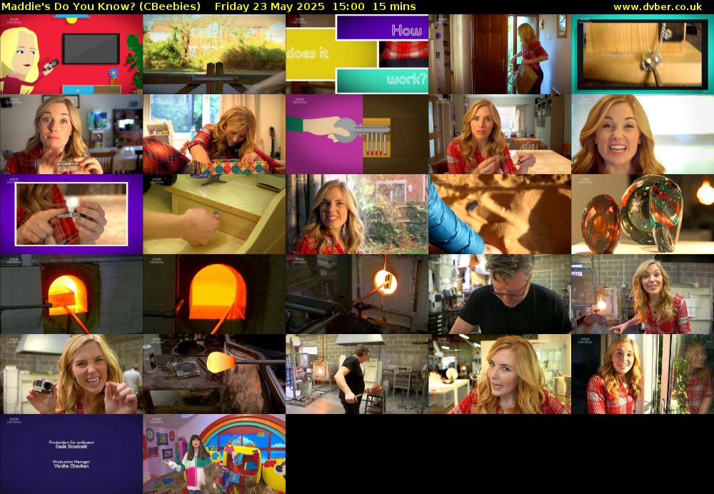 Maddie's Do You Know? (CBeebies) Friday 23 May 2025 15:00 - 15:15