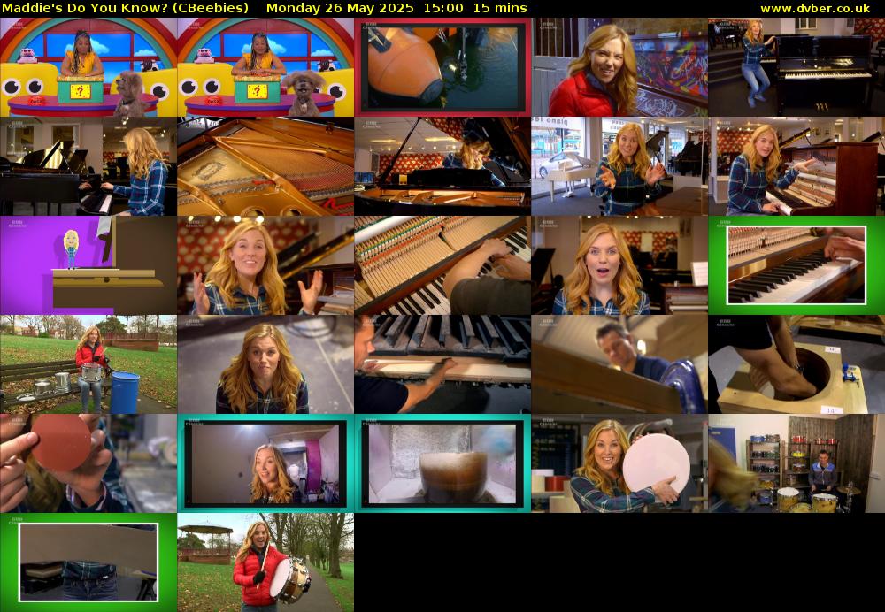 Maddie's Do You Know? (CBeebies) Monday 26 May 2025 15:00 - 15:15