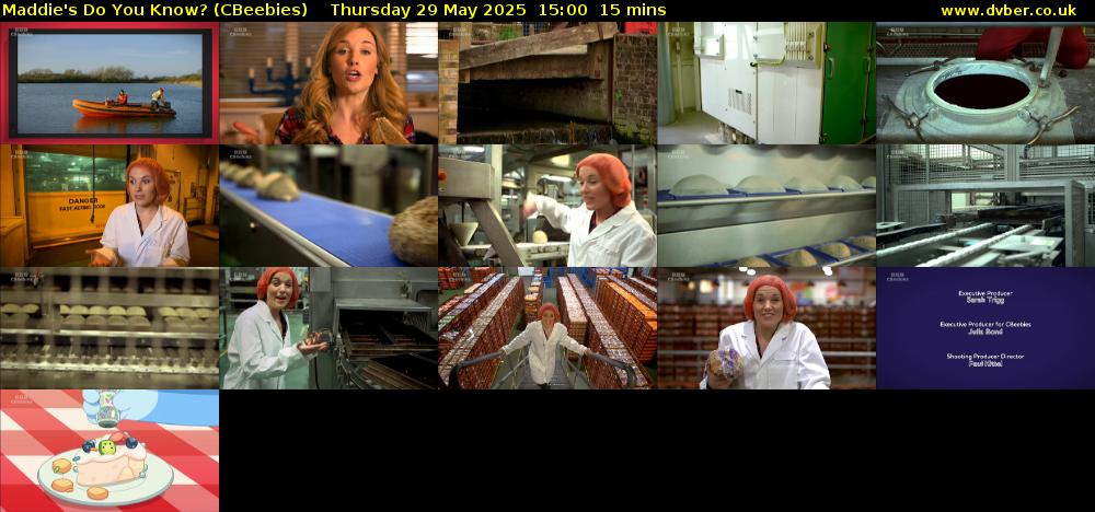 Maddie's Do You Know? (CBeebies) Thursday 29 May 2025 15:00 - 15:15