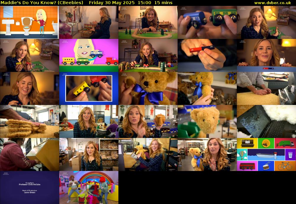 Maddie's Do You Know? (CBeebies) Friday 30 May 2025 15:00 - 15:15