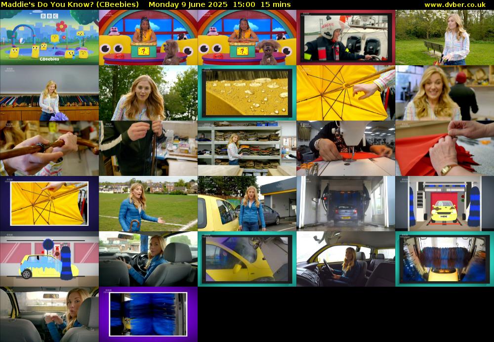 Maddie's Do You Know? (CBeebies) Monday 9 June 2025 15:00 - 15:15