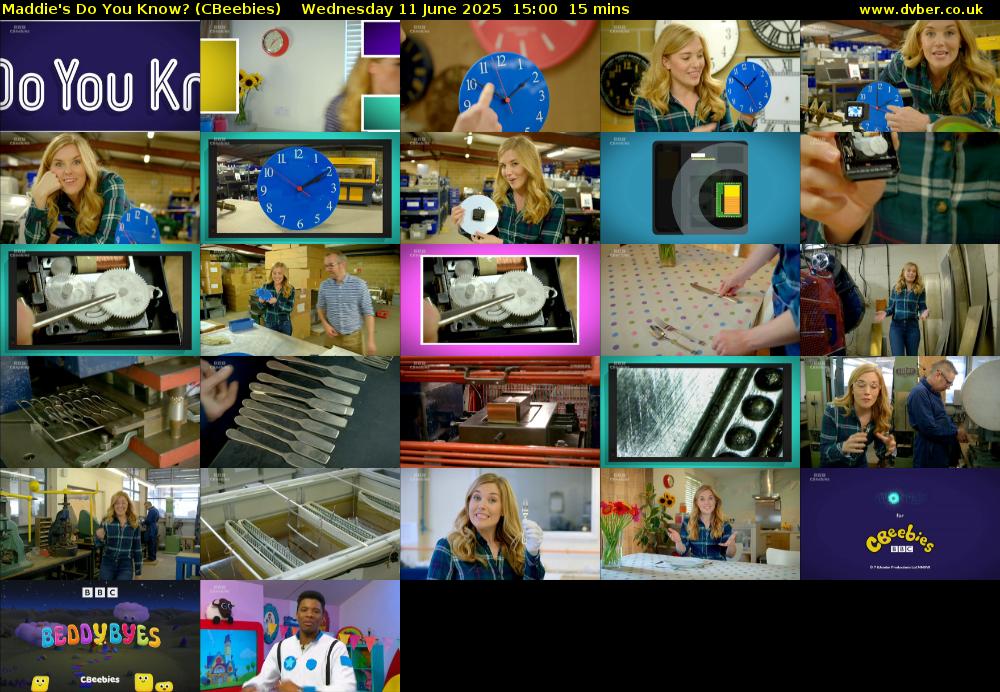 Maddie's Do You Know? (CBeebies) Wednesday 11 June 2025 15:00 - 15:15